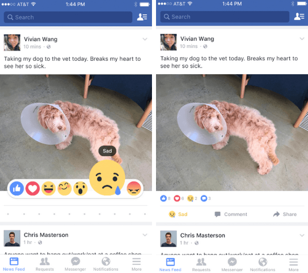 facebook reactions button