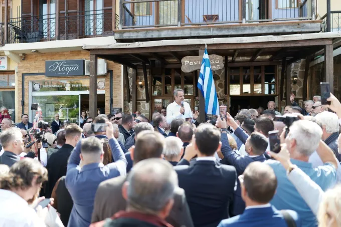 Ο Κυριάκος Μητσοτάκης στην Αρναία
