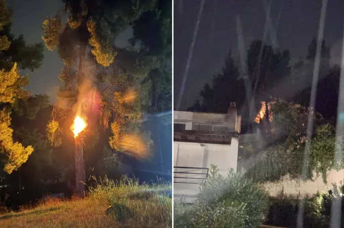 Φωτιά από κεραυνό στη Χαλκιδική