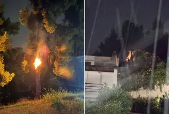 Φωτιά από κεραυνό στη Χαλκιδική
